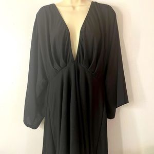 Belle Sleeve, Plunge Neck, Plus Size Skater Dress
